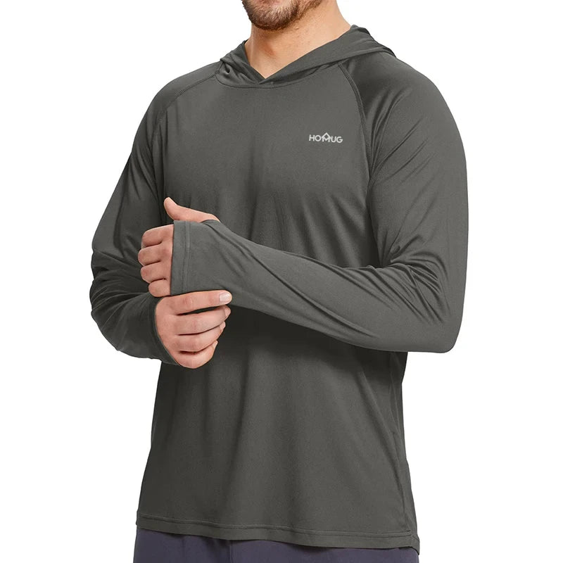 T-shirt à capuche pour homme UPF 50+ manches longues à séchage rapide "Homug - Sport running" - Planète Rando