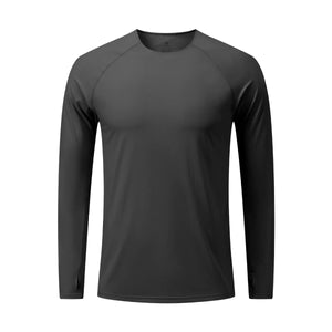 T-Shirt de course manches longues, Anti - UV UPF 50+, séchage rapide, pour homme avec passe - montre running "Queshark - DW154Z" - Planète Rando