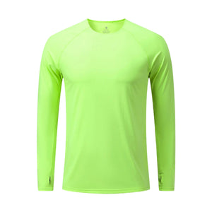 T-Shirt de course manches longues, Anti - UV UPF 50+, séchage rapide, pour homme avec passe - montre running "Queshark - DW154Z" - Planète Rando