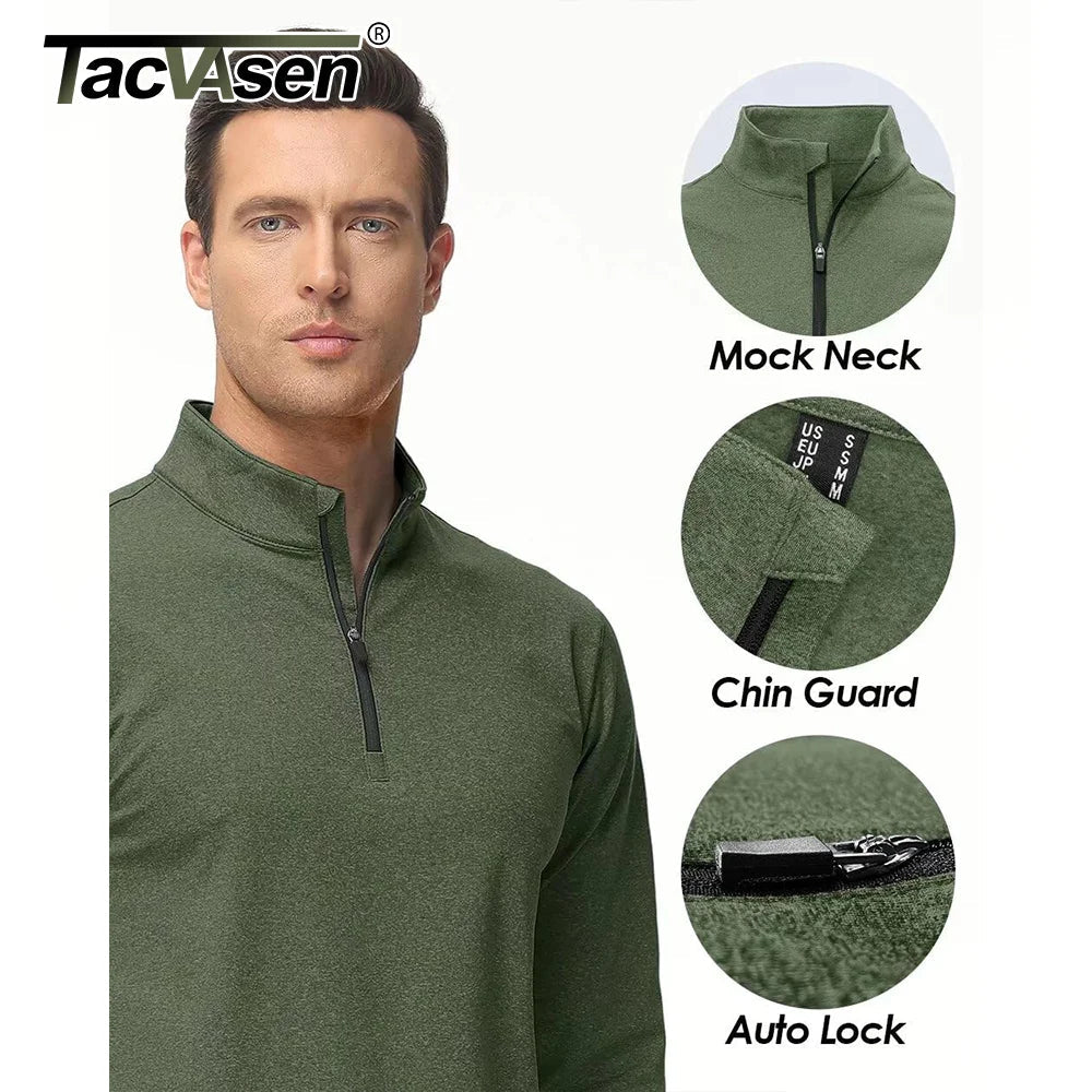 T-shirt thermique / sweat-shirt polaire à fermeture éclair 1/4 et manches longues pour homme "TACVASEN - LSTJ502" - Planète Rando