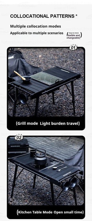 Table de camping IGT pliante en alliage d'aluminium à hauteur réglable pour le camping, van - life "Naturehike Blackdog IGT" - Planète Rando