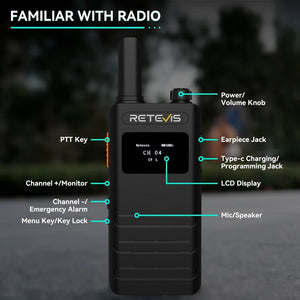 Talkie - walkie portable ultra - mince avec écran LCD PMR/FRS Radio bidirectionnelle sans licence "Retevis - B63S" - Planète Rando