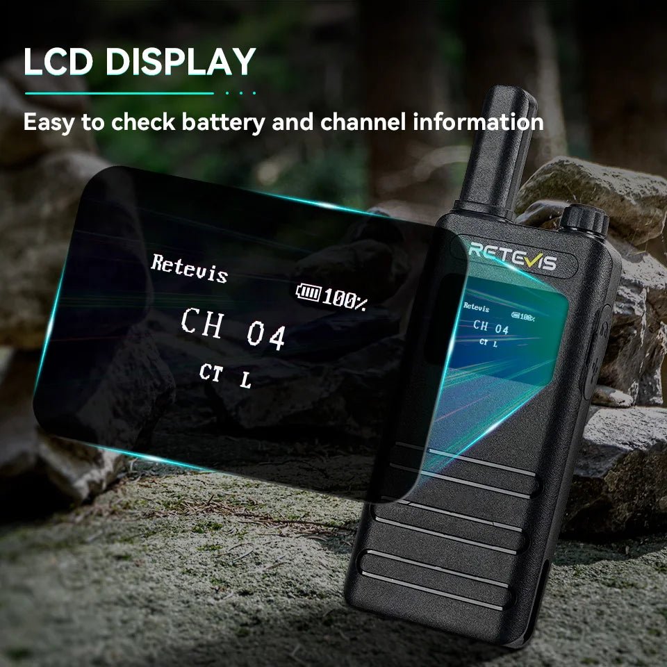 Talkie - walkie portable ultra - mince avec écran LCD PMR/FRS Radio bidirectionnelle sans licence "Retevis - B63S" - Planète Rando