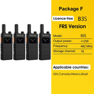 Talkie - walkie portable ultra - mince avec écran LCD PMR/FRS Radio bidirectionnelle sans licence "Retevis - B63S" - Planète Rando