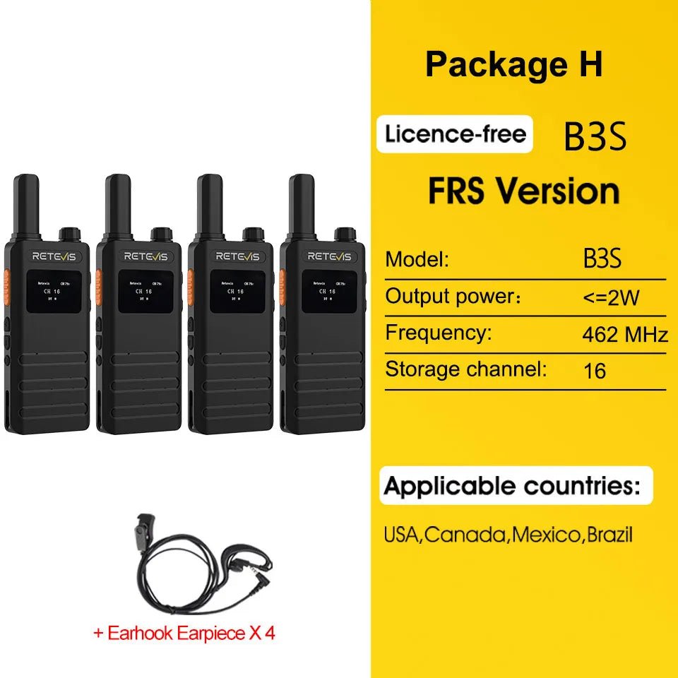 Talkie - walkie portable ultra - mince avec écran LCD PMR/FRS Radio bidirectionnelle sans licence "Retevis - B63S" - Planète Rando