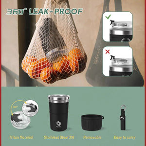 Tasse à café / mug isotherme en acier inoxydable sans BPA 400 ml "FEIJIAN - FJ - YZ400" - Planète Rando
