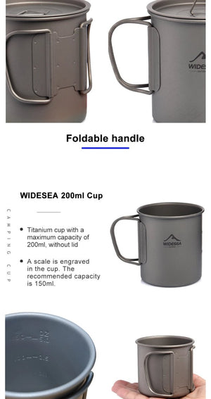 Tasse de camping en titane 200ml - 750ml à partir de 43g "Widesea - camping mug cup" - Planète Rando
