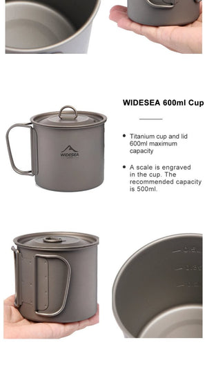 Tasse de camping en titane 200ml - 750ml à partir de 43g "Widesea - camping mug cup" - Planète Rando