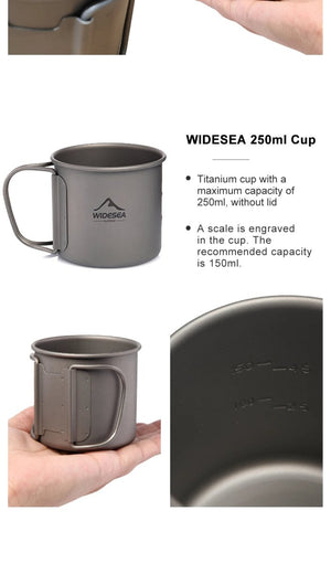 Tasse de camping en titane 200ml - 750ml à partir de 43g "Widesea - camping mug cup" - Planète Rando