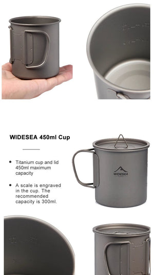 Tasse de camping en titane 200ml - 750ml à partir de 43g "Widesea - camping mug cup" - Planète Rando