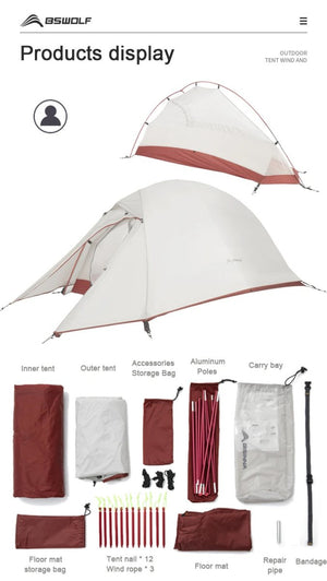 Tente à double - parois bivouac / bikepacking 1 à 2 pers à partir de 1,3kg "BISINNA - ZL073 series" - Planète Rando