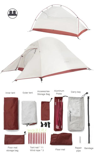 Tente à double - parois camping / bikepacking 2pers 1,8kg (footprint inclus) "BISINNA - ZL073" - Planète Rando