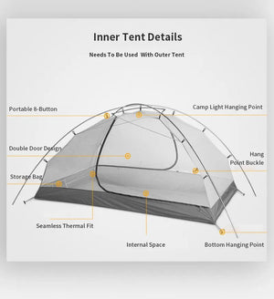 Tente de bivouac autoportante ultralégère pour 2 personnes 1,8kg "3F UL GEAR - TaiJi 2" - Planète Rando