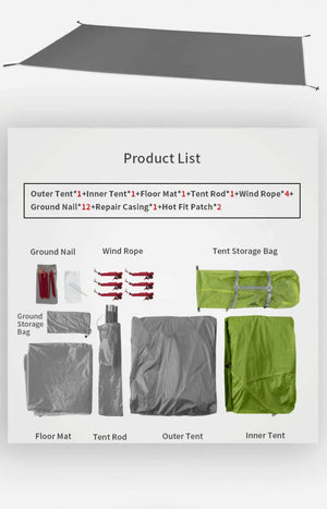 Tente de bivouac autoportante ultralégère pour 2 personnes 1,8kg "3F UL GEAR - TaiJi 2" - Planète Rando