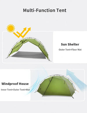 Tente de bivouac autoportante ultralégère pour 2 personnes 1,8kg "3F UL GEAR - TaiJi 2" - Planète Rando