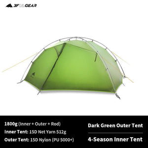 Tente de bivouac autoportante ultralégère pour 2 personnes 1,8kg "3F UL GEAR - TaiJi 2" - Planète Rando