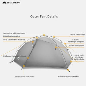 Tente de bivouac autoportante ultralégère pour 2 personnes 1,8kg "3F UL GEAR - TaiJi 2" - Planète Rando
