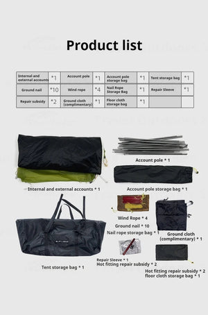 Tente de bivouac / bikepacking ultra - légère pour 1 personne à double - parois avec arceaux aluminium 1,45kg "3F UL GEAR - Taiji 1" - Planète Rando