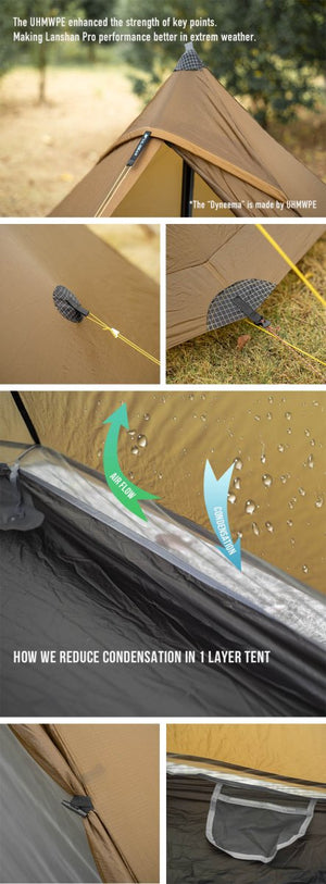 Tente de bivouac ultra - légère pour 1 personne à simple - paroi 690g "3F UL GEAR - Lanshan 1 Pro" - Planète Rando
