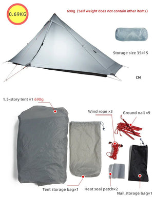 Tente de bivouac ultra - légère pour 1 personne à simple - paroi 690g "3F UL GEAR - Lanshan 1 Pro" - Planète Rando