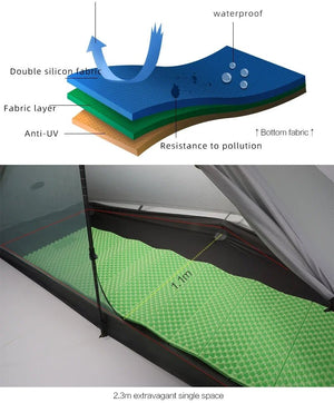 Tente de bivouac ultra - légère pour 1 personne à simple - paroi 690g "3F UL GEAR - Lanshan 1 Pro" - Planète Rando