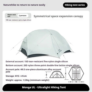Tente de bivouac ultralégère à double - parois imperméable 1 à 2 pers à partir de 1,2kg "Naturehike - Mongar UL" - Planète Rando