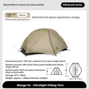 Tente de bivouac ultralégère à double - parois imperméable 1 à 2 pers à partir de 1,2kg "Naturehike - Mongar UL" - Planète Rando