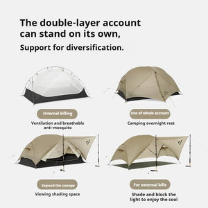 Tente de bivouac ultralégère à double - parois imperméable 1 à 2 pers à partir de 1,2kg "Naturehike - Mongar UL" - Planète Rando