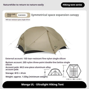 Tente de bivouac ultralégère à double - parois imperméable 1 à 2 pers à partir de 1,2kg "Naturehike - Mongar UL" - Planète Rando