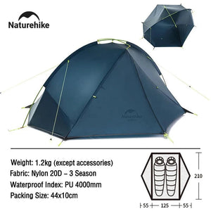Tente de bivouac ultralégère à mono - paroi à partir de 1,25kg pour 1 à 2 personnes "Naturehike - Tagar" - Planète Rando