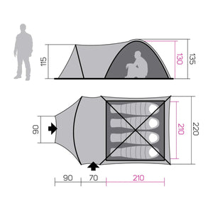 Tente de camping / bivouac pour 4 personnes 4,8kg "Hannah - Arrant 4" - Planète Rando