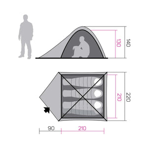 Tente de camping / bivouac pour 4 personnes 4kg "Hannah - Tycoon 4" - Planète Rando