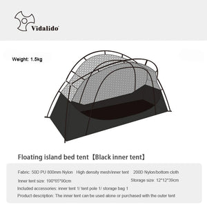 Tente de lit pour 1 personne avec moustiquaire et double - parois "Vidalido - Floating tent" - Planète Rando