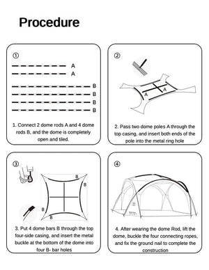 Tente dôme d'extérieur / auvent de camping imperméable pour 8 - 10 personnes "ShineTrip - Dome Canopy" - Planète Rando