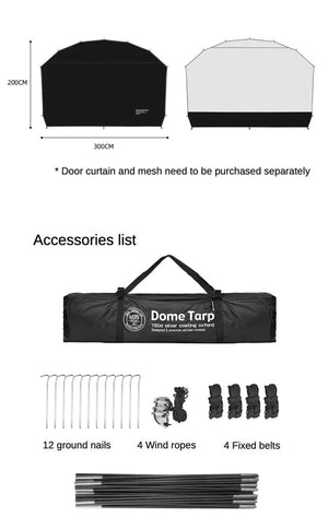 Tente dôme d'extérieur / auvent de camping imperméable pour 8 - 10 personnes "ShineTrip - Dome Canopy" - Planète Rando