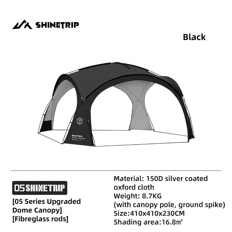 Tente dôme d'extérieur / auvent de camping imperméable pour 8 - 10 personnes "ShineTrip - Dome Canopy" - Planète Rando