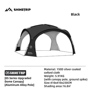 Tente dôme d'extérieur / auvent de camping imperméable pour 8 - 10 personnes "ShineTrip - Dome Canopy" - Planète Rando