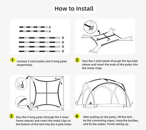 Tente dôme d'extérieur / auvent de camping surdimensionné pour 6 à 8 personnes "Enjoy Space - Outdoor Spherical Dome Tent" - Planète Rando