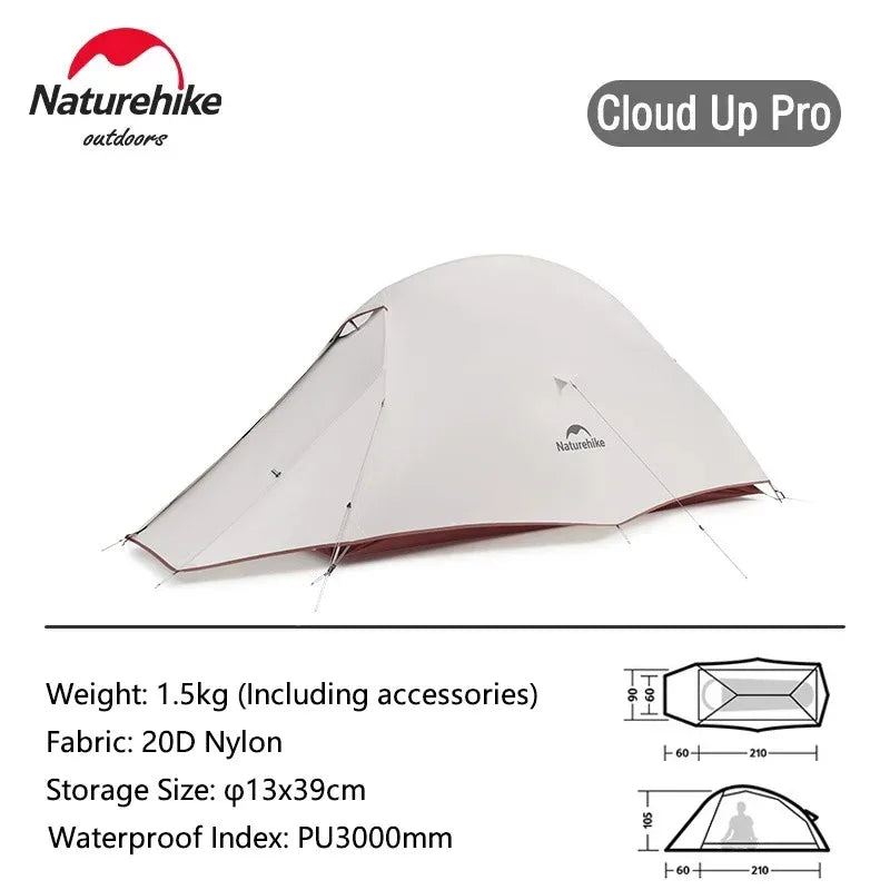 Tente double - parois de bivouac ultra - légère 2 personnes & autoportante à partir de 1,36kg "Naturehike - Cloud Up Pro" - Planète Rando