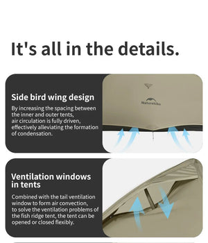 Tente double - parois de bivouac ultra - légère 2 personnes & autoportante à partir de 1,36kg "Naturehike - Cloud Up Pro" - Planète Rando