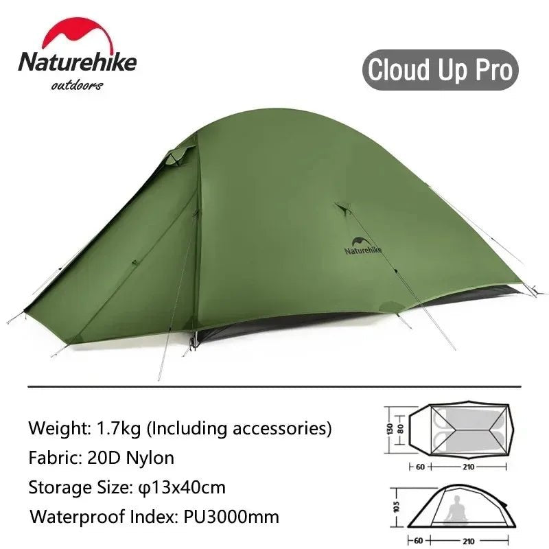 Tente double - parois de bivouac ultra - légère 2 personnes & autoportante à partir de 1,36kg "Naturehike - Cloud Up Pro" - Planète Rando