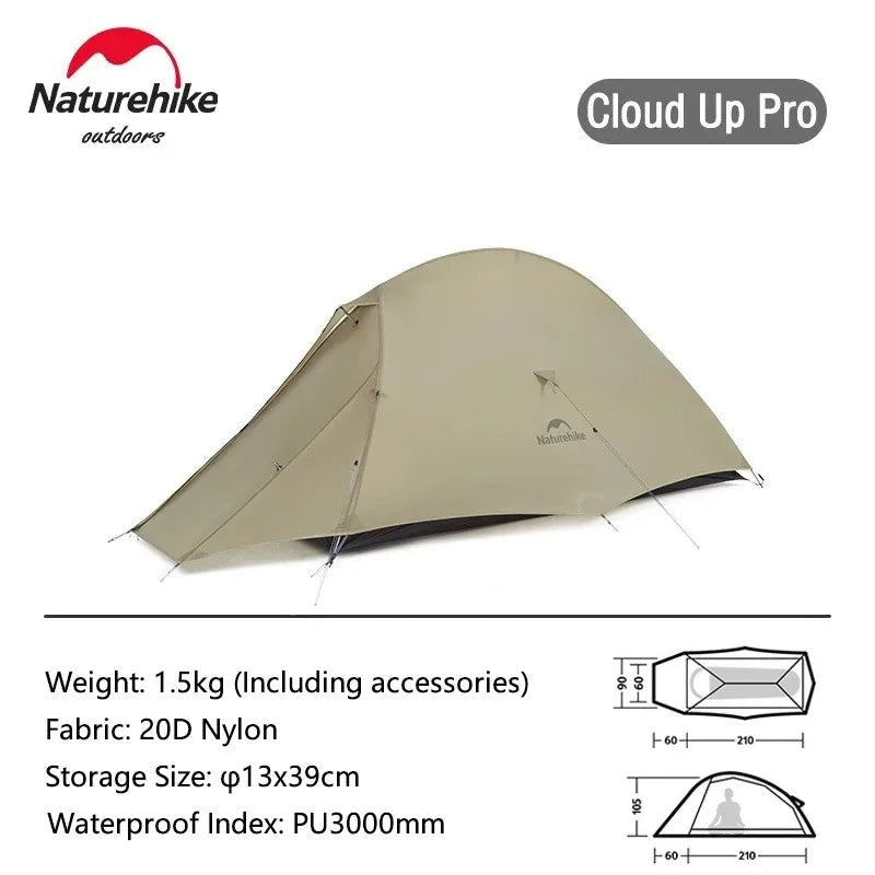 Tente double - parois de bivouac ultra - légère 2 personnes & autoportante à partir de 1,36kg "Naturehike - Cloud Up Pro" - Planète Rando