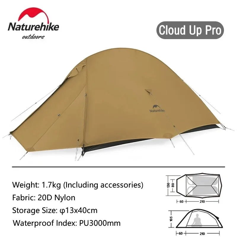 Tente double - parois de bivouac ultra - légère 2 personnes & autoportante à partir de 1,36kg "Naturehike - Cloud Up Pro" - Planète Rando
