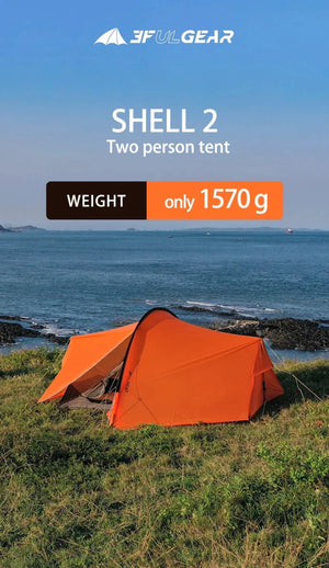 Tente hybride double - parois pour le bivouac / camping avec large espace intérieur 1,9kg "3F UL GEAR - SHELL 2" - Planète Rando