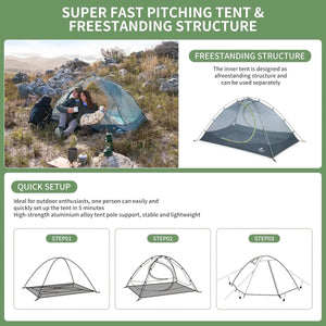 Tente ultralégère double-parois pour le bivouac et camping 2 personnes 1,95kg "Naturehike - Summer 2" - Planète Rando
