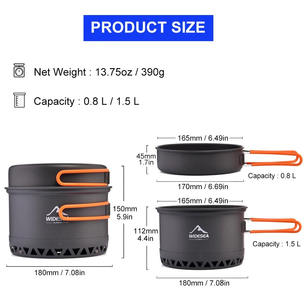 Ustensiles de cuisine de camping / bivouac "Widesea - Camping cookware set" - Planète Rando