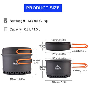 Ustensiles de cuisine de camping / bivouac "Widesea - Camping cookware set" - Planète Rando