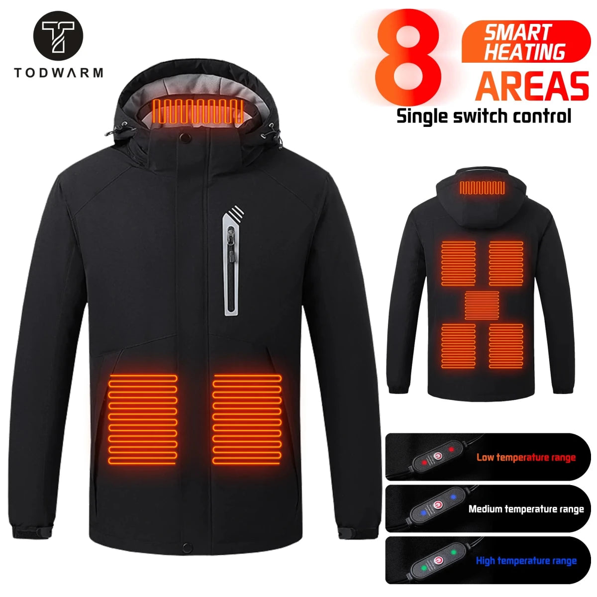 Veste chauffante imperméable unisexe avec 8 zones chaudes "TODWARM - Smart Heat Jacket" - Planète Rando