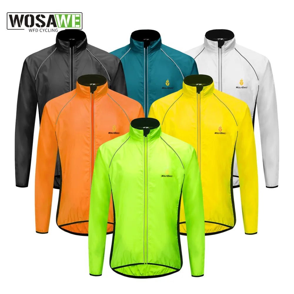 Veste De Cyclisme Homme WOSAWE Coupe-Vent Légère Respirante - Manteau Running Et VTT Avec Poches Et Éléments Réfléchissants