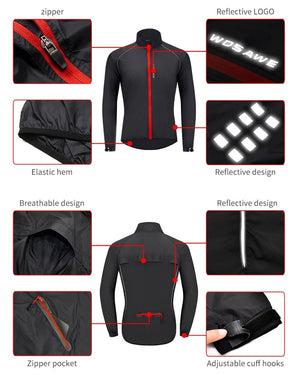 Veste / coupe - Vent imperméable réfléchissant pour le cyclisme & course à pieds "WOSAWE - BC220" - Planète Rando
